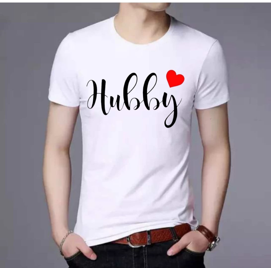 men's cotton printed t-shirt, round neck printed t-shirt, hubby ogo printed t-shirt