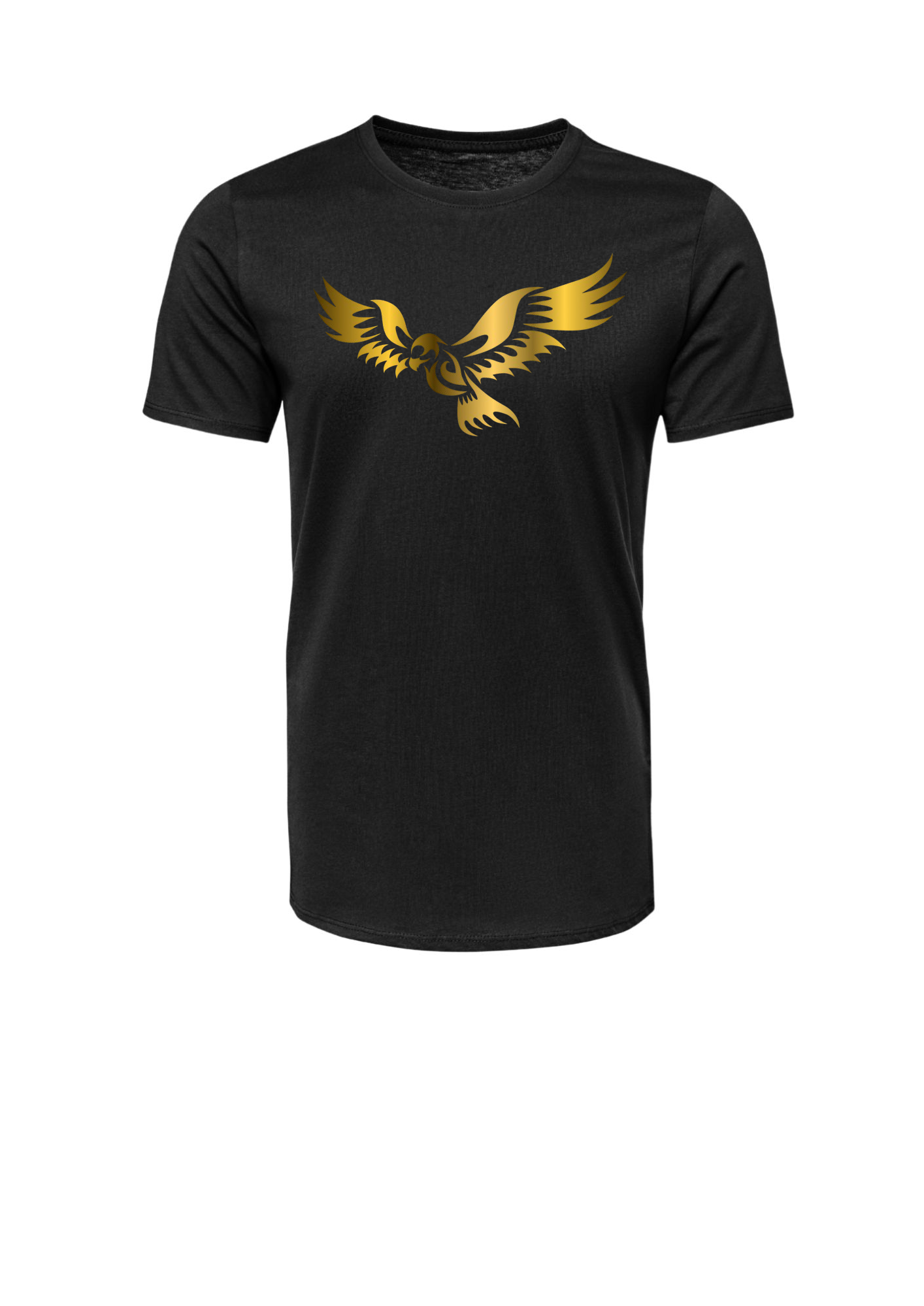 unisex polyster printed t-shirt, black printed t-shirt, flying bird printed t-shirt