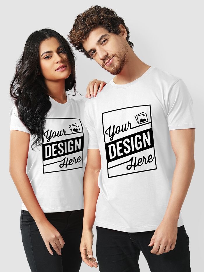 cotton printed T-shirt, couple printed t-shirt, round neck t-shirt